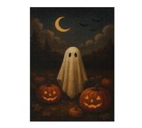Puzzles pour Adolescents Cute Ghost with Pumpkins - Spooky Halloween Wall Art Puzzles pour Adultes Jeu Manuel Décoration Intérieure Est Idéal comme Cadeau 52x38cm/1000pcs