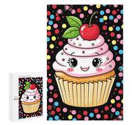 Puzzles pour Adolescents Cute Kawaii Cupcake with Cherry Topping Puzzle Adulte - Décoration Murale - Découpe De Précision pour Les Gamers 1000 PCS