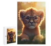 Puzzles pour Adolescents Cute Lion Read Glasses Puzzles pour Adultes Jeux Relaxants Qui Améliorent La Mémoire Cadeaux Uniques pour Un Anniversaire Et Noël 1000 PCS