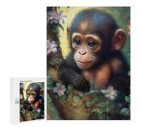 Puzzles pour Adolescents Cute Little Chimp Puzzles pour Adolescents : Améliorent La Mémoire. Chaque Pièce Est Unique - Idée Cadeau d'anniversaire Unique 500 PCS