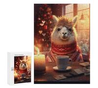 Puzzles pour Adolescents Cute Morning Coffee Llama Puzzles pour Adolescents - Décoration Murale - Cadeau Unique pour Anniversaire Et Noël