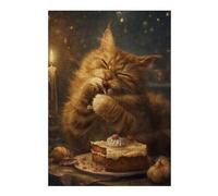 Puzzles pour Adolescents Cute Orange Tabby Cat Cake Puzzles Anti-Stress, Jouets pour Se Détendre À La Maison, Cadeaux d'anniversaire Et Cadeaux Uniques 38x26cm/1000pcs