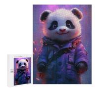 Puzzles pour Adolescents Cute Panda in Purple Coat Puzzles pour Adultes Jeu Manuel Cadeau d'anniversaire Cadeau d'anniversaire, Cadeaux, 500 PCS