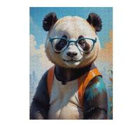 Puzzles pour Adolescents Cute Panda Oil Painting Jeu De Puzzle Casse-tête Décoration Murale Cadeaux Uniques d'anniversaire Et De Noël 52x38cm/1000pcs
