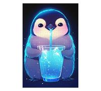 Puzzles pour Adolescents Cute Penguin Drinking Puzzles pour Adultes, Jeu Familial, Course De Vitesse Manuelle, Cadeaux d'anniversaire Uniques 75x50cm/1000pcs