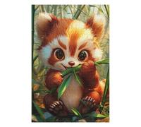 Puzzles pour Adolescents Cute Red Panda Eating Bamboo Puzzles pour Adultes Jeux Amusants pour Toute La Famille Jeux Stimulants Cadeaux 75x50cm/1000pcs