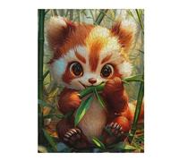 Puzzles pour Adolescents Cute Red Panda Eating Bamboo Puzzles pour Adultes, Jouets À Monter Soi-même, Décoration Parfaite, Interaction Parent-Enfant 52x38cm/1000pcs