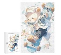 Puzzles pour Adolescents Cute Teddy Bear Skateboarding Casse-tête pour Adolescents : Analyse Et Logique, Difficile Et Stimulant, Idéal comme Cadeau 1000 PCS