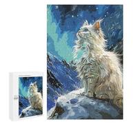 Puzzles pour Adolescents Cute White Cat Vintage Puzzles pour Adolescents - Décoration Murale - Cadeau Unique pour Anniversaire Et Noël