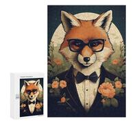 Puzzles pour Adolescents Dapper Fox Portrait Puzzles pour Adultes Jeux Relaxants Qui Améliorent La Mémoire Cadeaux Uniques pour Un Anniversaire Et Noël 300 PCS
