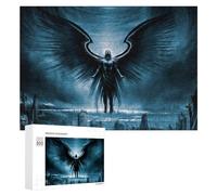 Puzzles pour Adolescents Dark Angel Over Cityscape Puzzles pour Adultes Jouets Anti-Stress Vacances À La Maison Passer Le Temps Interaction Parent-Enfant 300 PCS