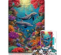 Puzzles pour Adolescents Dauphins sous-Marins 1000 pièces Jeu Stimulant pour Tous Les âges Cadeaux pour Hommes (38x26cm)