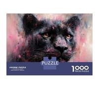 Puzzles pour Adolescents De 1000 Pièces Abstract Panther Portrait with Pink Accents Puzzle Casse-tête, Décoration Parfaite, Cadeau d'anniversaire Unique 70x50cm/1000pcs