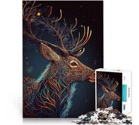 Puzzles pour Adolescents de 1000 pièces Animal cerf néon Défi Difficile pour soulager Le Stress Une œuvre d'art 52x38cm