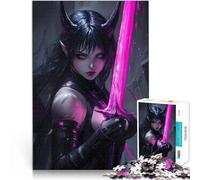 Puzzles pour Adolescents de 1000 pièces Anime Cybergirl Warrior Evil Jeu de Quiz Décoration Murale, Cadeaux Uniques pour Anniversaire et Noël 52x38cm