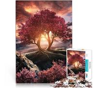 Puzzles pour Adolescents de 1000 pièces Arbre jumeau Fantastique au Lever du Soleil Casse-tête décoration Murale 75x50cm