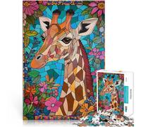 Puzzles pour Adolescents de 1000 pièces Art de la mosaïque de Girafe Casse-tête avec des pièces de Formes aléatoires entièrement imbriquées 52x38cm