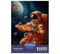Puzzles pour Adolescents De 1000 Pièces Astronaut with Pizza Space Puzzle pour Adultes - Jeu De Réflexion - Améliore La Mémoire - Cadeaux pour Amis Et Famille 52x38cm/1000pcs