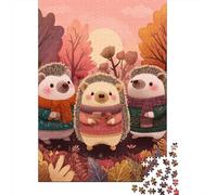Puzzles pour Adolescents De 1000 Pièces Autumn Hedgehog Friends Puzzles pour Adultes Jeux Relaxants, Amusants Et Humoristiques Cadeaux d'anniversaire Uniques 70x50cm/1000pcs