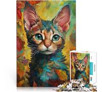 Puzzles pour Adolescents de 1000 pièces Bébé Chat à l'aquarelle Jeux éducatifs Décoration d'intérieur décoration Murale 75x50cm