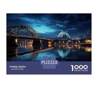Puzzles pour Adolescents De 1000 Pièces Bridge Over River at Night Puzzle pour Adultes - Jeu De Réflexion - Améliore La Mémoire - Cadeaux pour Amis Et Famille 52x38cm/1000pcs