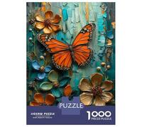 Puzzles pour Adolescents De 1000 Pièces Butterfly and Flowers Textured Painting Puzzle, Jeu Manuel, Décoration Murale, Idéal comme Cadeau pour Toute La Famille 70x50cm/1000pcs