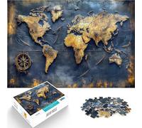 Puzzles pour Adolescents de 1000 pièces Carte du Monde Vintage Jouet éducatif d'apprentissage Bon Cadeau 38x26cm
