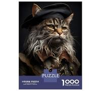 Puzzles pour Adolescents De 1000 Pièces Cat Pirate Portrait Puzzle pour Adultes - Jeu De Réflexion - Améliore La Mémoire - Cadeaux pour Amis Et Famille 70x50cm/1000pcs