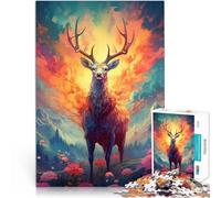 Puzzles pour Adolescents de 1000 pièces Cerf dans la forêt mystérieux Casse-tête pour Renforcer l'amour Entre Les Couples 52x38cm