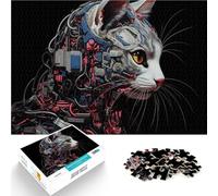 Puzzles pour Adolescents de 1000 pièces Chat Cyborg Défi Difficile pour soulager Le Stress Décoration d'intérieur 52x38cm