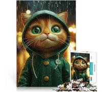 Puzzles pour Adolescents de 1000 pièces Chat Mignon sous la Pluie Analyse et logique Cadeau d'anniversaire, Cadeaux, décoration Murale 38x26cm
