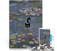 Puzzles pour Adolescents de 1000 pièces Chat Monet Nymphéas Entraînez Votre Cerveau et Vos Mains Idées Cadeaux 75x50cm