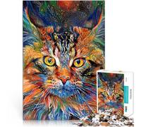 Puzzles pour Adolescents de 1000 pièces Chat surréaliste Abstrait Assemblage du modèle Liste de souhaits avec Le Père Noël 75x50cm
