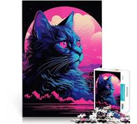 Puzzles pour Adolescents de 1000 pièces Chat Vaporwave Compétition de Vitesse Manuelle Liste de souhaits avec Le Père Noël 75x50cm