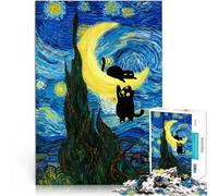 Puzzles pour Adolescents de 1000 pièces Chats Noirs Nuit étoilée Jouets à Faire soi-même Décoration d'intérieur et Cadeaux Uniques 75x50cm