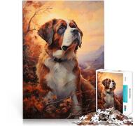 Puzzles pour Adolescents de 1000 pièces Chien Saint-Bernard Compétition de Vitesse Manuelle Cadeaux pour Les Amis et la Famille 38x26cm