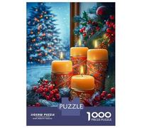 Puzzles pour Adolescents De 1000 Pièces Christmas Candles & Evergreen Puzzle pour Adultes - Jeu De Réflexion - Améliore La Mémoire - Cadeaux pour Amis Et Famille 70x50cm/1000pcs