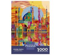 Puzzles pour Adolescents De 1000 Pièces Colorful Cityscape Reflections Puzzle, Jeu Manuel, Décoration Murale, Idéal comme Cadeau pour Toute La Famille 38x26cm/1000pcs