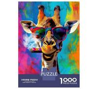 Puzzles pour Adolescents De 1000 Pièces Cool Giraffe with Cigar Puzzle, Jeu Manuel, Décoration Murale, Idéal comme Cadeau pour Toute La Famille 70x50cm/1000pcs