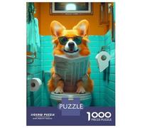 Puzzles pour Adolescents De 1000 Pièces Corgi Reading on Toilet Puzzle pour Adultes - Jeu De Réflexion - Améliore La Mémoire - Cadeaux pour Amis Et Famille 70x50cm/1000pcs