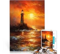 Puzzles pour Adolescents de 1000 pièces Coucher de Soleil au Phare Analyse et logique Cadeau d'anniversaire, Cadeaux, décoration Murale 38x26cm