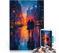 Puzzles pour Adolescents de 1000 pièces Couple Marchant au Coucher du Soleil en Ville Jeu de Quiz Une œuvre d'art 38x26cm