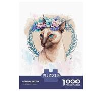 Puzzles pour Adolescents De 1000 Pièces Cute Floral Siamese Cat Puzzles pour Adolescents - Jeux Relaxants - Cadeaux pour Femmes, Amis Et Famille 70x50cm/1000pcs