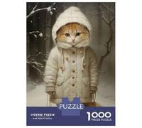 Puzzles pour Adolescents De 1000 Pièces Cute Ginger Kitten in Snow Puzzle pour Adultes - Jeu De Réflexion - Améliore La Mémoire - Cadeaux pour Amis Et Famille 38x26cm/1000pcs