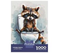 Puzzles pour Adolescents De 1000 Pièces Cute Raccoon on The Toilet Puzzle, Jeu Manuel, Décoration Murale, Idéal comme Cadeau pour Toute La Famille 70x50cm/1000pcs