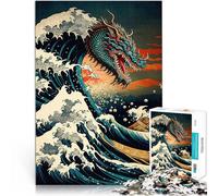 Puzzles pour Adolescents de 1000 pièces Dragon dans Les Vagues Jouets de Jeu pour Cadeau Familial Cadeau Amusant 38x26cm