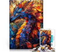 Puzzles pour Adolescents de 1000 pièces Dragon en vitrail Séjour Anti-Stress pour Tuer Le Temps Idées Cadeaux 75x50cm
