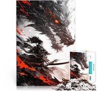 Puzzles pour Adolescents de 1000 pièces Dragon Samurai Tendance Jouets de Jeu pour Cadeau Familial Bon Cadeau 75x50cm
