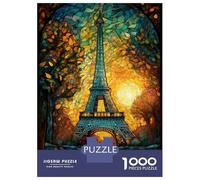 Puzzles pour Adolescents De 1000 Pièces Eiffel Tower Abstract 1 Puzzle pour Adultes - Jeu De Réflexion - Améliore La Mémoire - Cadeaux pour Amis Et Famille 52x38cm/1000pcs