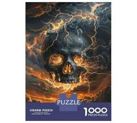 Puzzles pour Adolescents De 1000 Pièces Electric Storm Skull Art Print Puzzles pour Adultes Jeux Relaxants, Amusants Et Humoristiques Cadeaux d'anniversaire Uniques 70x50cm/1000pcs